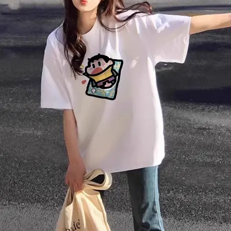 夏季短袖T恤女大码oversize宽松显瘦遮肚设计感小众ins潮独特上衣商品大图