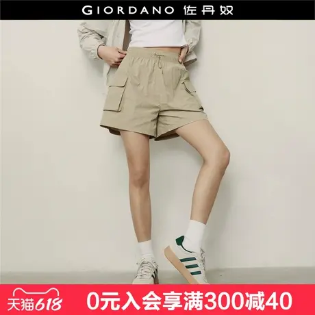 【韩国同款】佐丹奴工装短裤女夏新款口袋松紧腰休闲短裤05405555商品大图