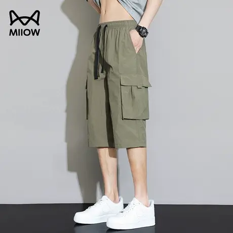 猫人七分裤男款夏季薄款冰丝休闲裤男士宽松运动中裤工装7分裤子商品大图