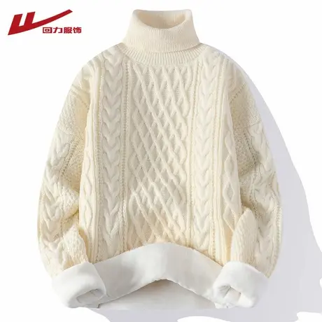 回力高领毛衣男士秋冬季2025新款加绒加厚保暖上衣针织衫线衣外套商品大图