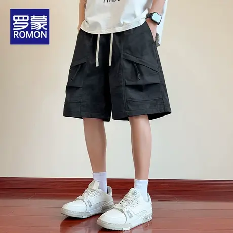 罗蒙工装短裤男款夏季潮牌高街大口袋美式运动裤子休闲五分中裤男图片