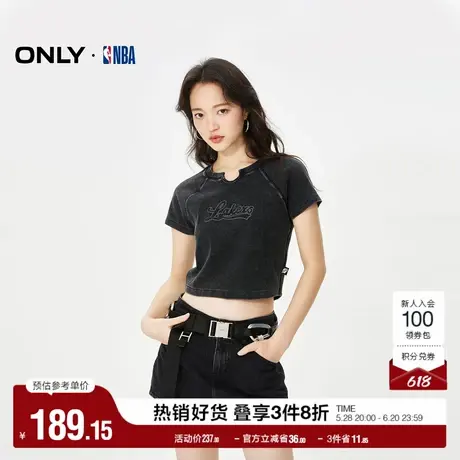 ONLY奥莱夏季NBA联名简约插肩袖修身短款T恤女图片