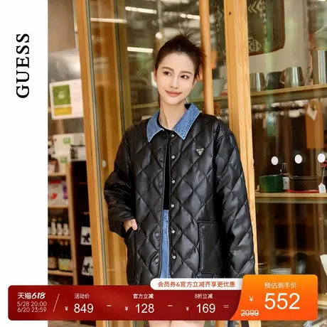 GUESS女士潮流百搭牛仔翻领绗缝羽绒服-W4PL4SW55R0商品大图