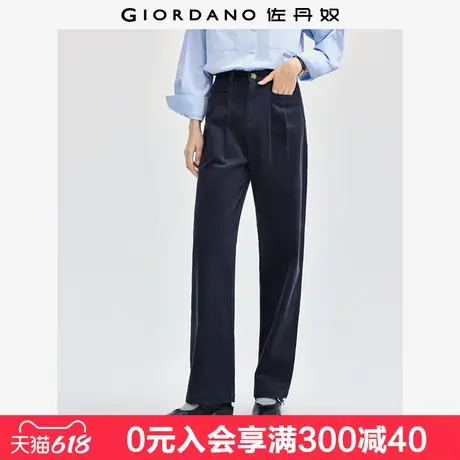 佐丹奴条绒裤子女纯棉灯芯绒复古风一字口袋直筒休闲裤女05414674商品大图