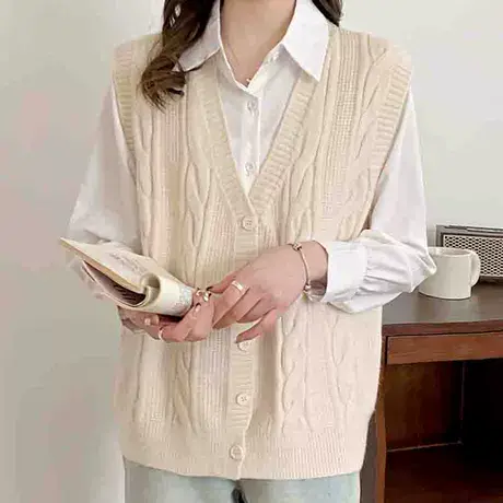 毛衣针织马甲女款2024新款爆款外搭背心叠穿衬衫马夹春秋坎肩上衣商品大图