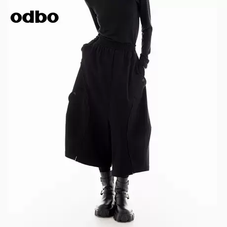 odbo/欧迪比欧时尚个性设计宽松阔腿裤2024年秋季新款羊毛休闲裤商品大图