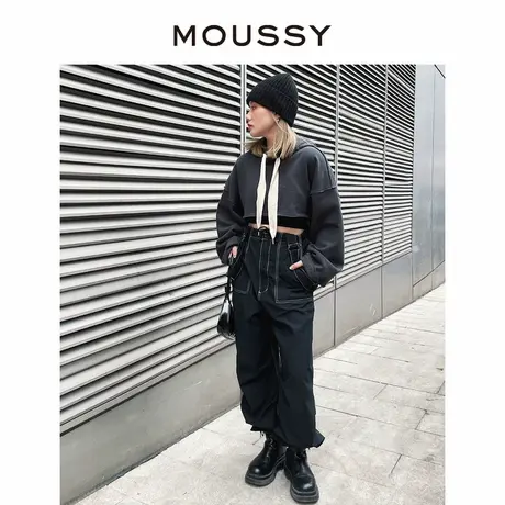 MOUSSY 美式街头前短后长纯色连帽宽松休闲日系卫衣010GSS80-0030商品大图