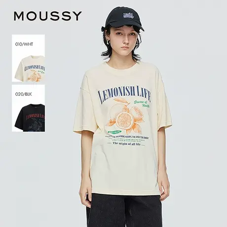 MOUSSY 2025夏季新品中性风柠檬印花纯棉短袖T恤女028ISZ90-1401商品大图