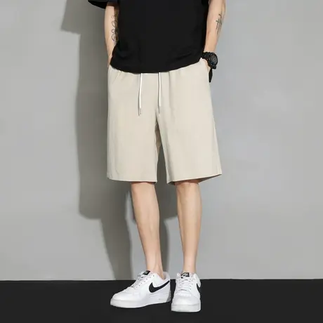 透气短裤男生夏季薄款宽松亚麻运动中裤子2025新款天丝休闲五分裤商品大图
