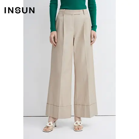 INSUN恩裳春季棉质百搭垂感阔腿裤图片