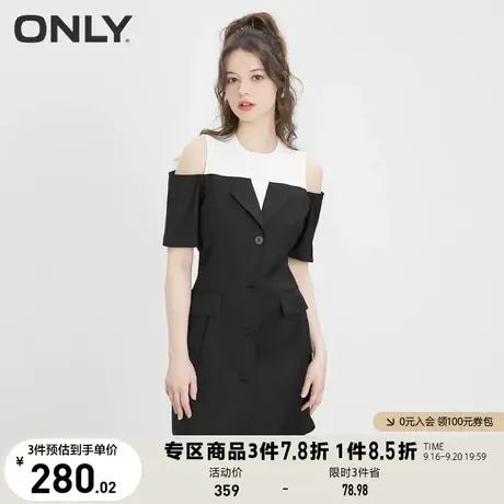 ONLY奥莱2023夏季新款露肩假两件拼接短款连衣裙女图片