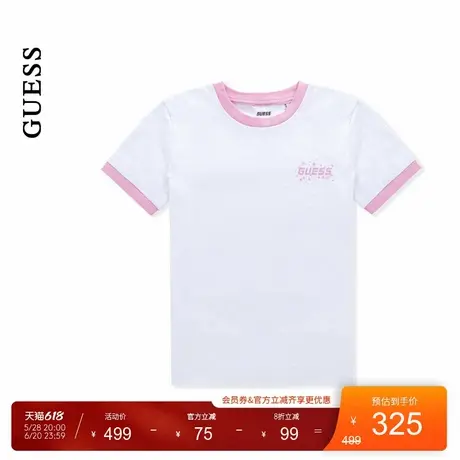 GUESS25年新款夏季女士撞色百搭简约直通短袖T恤-V5GI11I3Z14图片