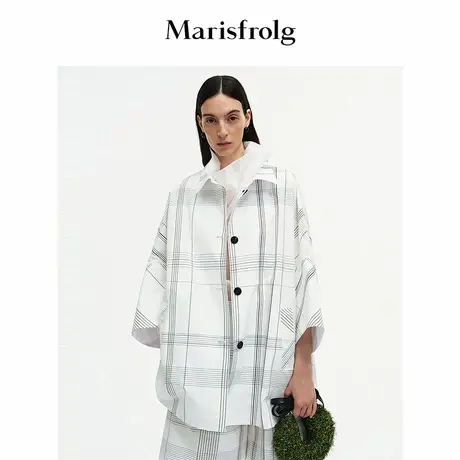 Marisfrolg玛丝菲尔2025秋新款落肩箱型牛角扣小A型宽松短款衬衫商品大图