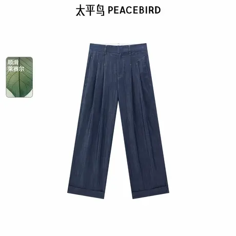 【商场同款】太平鸟女装2025年夏季新款莱赛尔牛仔长裤A1HAF2494商品大图