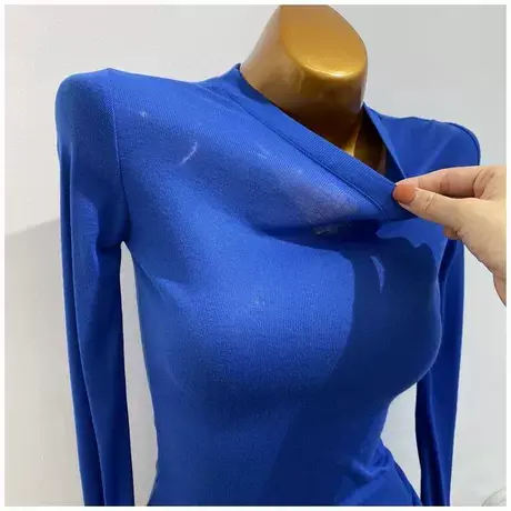 轻薄好穿！韩国东大门微透长袖T恤女圆领修身百搭打底衫2021春装图片