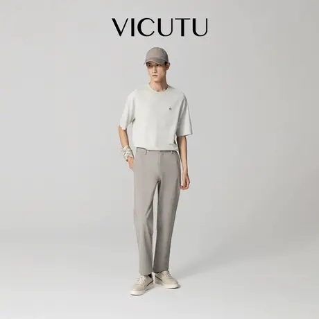 VICUTU威可多男士简约罗纹圆领针织半袖舒透时尚商务通勤舒适内搭图片