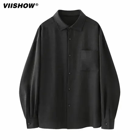 VIISHOW白色长袖衬衫男2025年秋季新款时尚衬衣宽松休闲外套上衣商品大图
