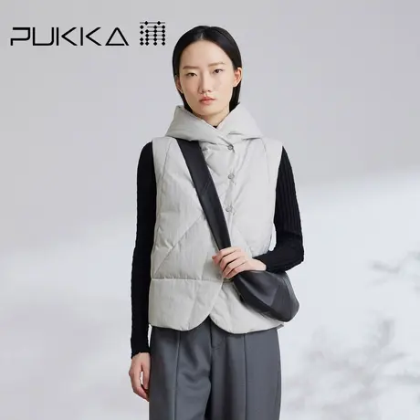 蒲PUKKA 羽绒马甲背心小个子短款连帽保暖2023秋冬新款图片