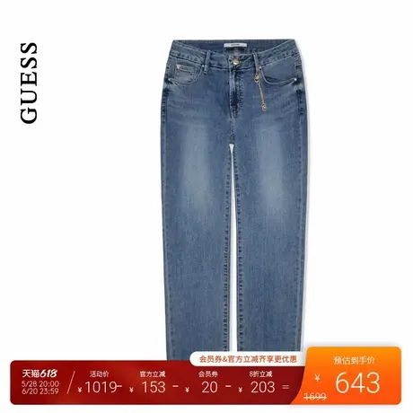 GUESS女士直筒经典设计款修身铅笔牛仔裤-YO1D6013商品大图