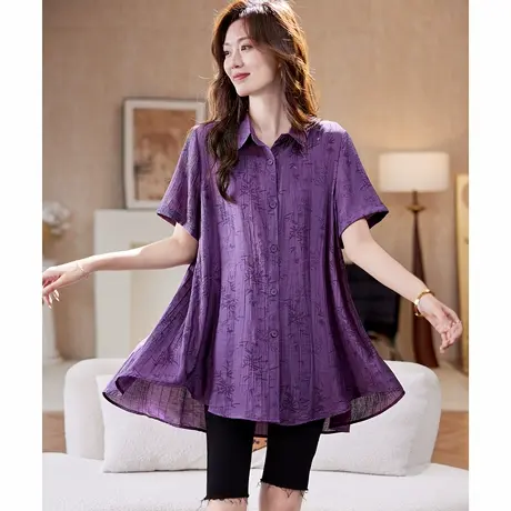 宝诗黎【新品价198元】中长款印花雪纺衬衫HHI2127商品大图