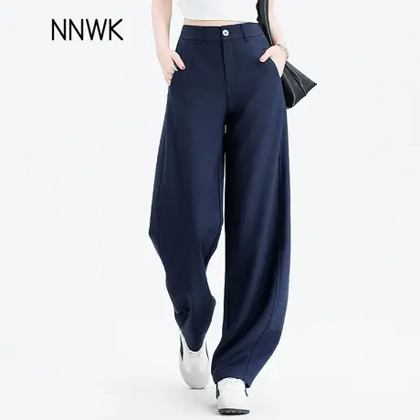 夏季薄款西装裤子女藏青色天丝休闲裤醋酸空气裤雪纺裤女裤弯刀裤商品大图