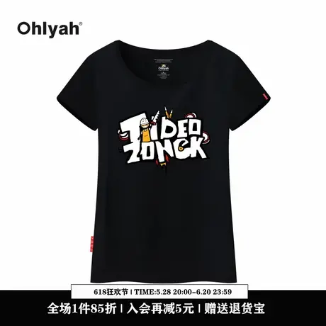 Ohlyah设计师原创卡通品牌显瘦正肩短款T恤女修身学生短袖韩版潮图片