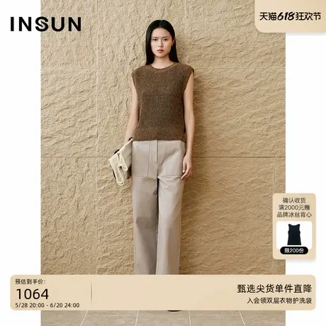 INSUN恩裳2025春季纯棉休闲直筒工装裤商品大图