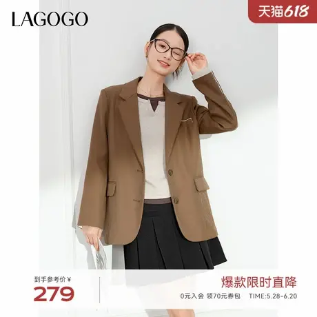 LAGOGO垂顺美拉德西装女拉谷谷2024年冬季新款有垫肩气质通勤外套商品大图