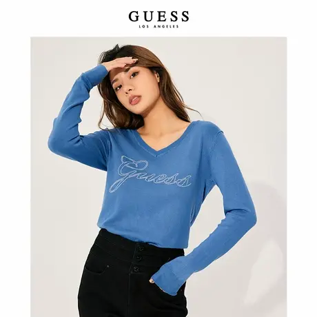 GUESS女士极简通勤V领休闲针织衫打底衫-W1YR0OZ2NQ0图片