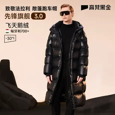 【王星越同款】高梵黑金鹅绒服先锋3.0八格羽绒服男冬季2023长款商品大图