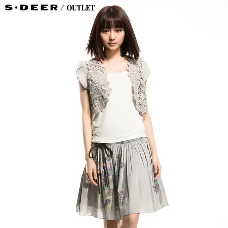 【新品】 sdeer圣迪奥 专柜正品女装夏勾花拼接优雅感马夹2281604图片