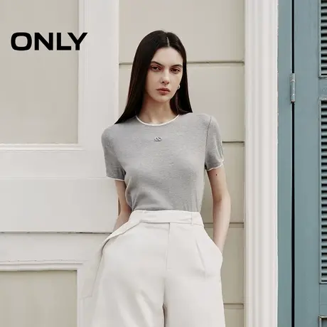 ONLY奥莱春季甜美时尚简约领口撞色短款正肩T恤女图片