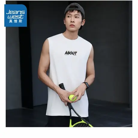 E8真维斯男装2025夏季新款 男款百搭运动休闲无袖合身圆领T恤商品大图