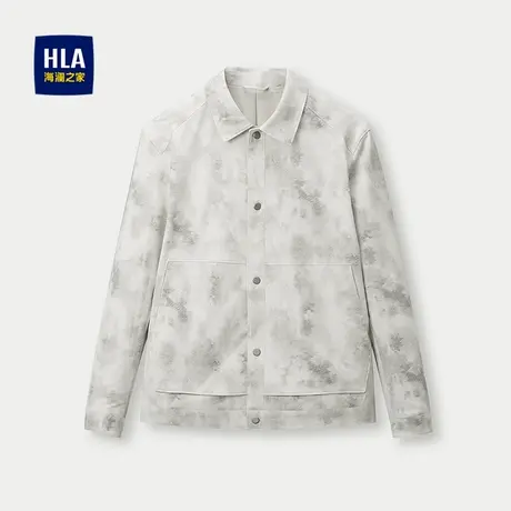 HLA/海澜之家休闲夹克2025秋季新款扎染翻领缉明线装饰外套男士商品大图