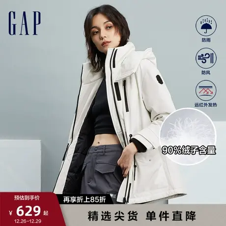 Gap女装秋季新款防风防雨远红外发热保暖连帽羽绒服外套720906图片