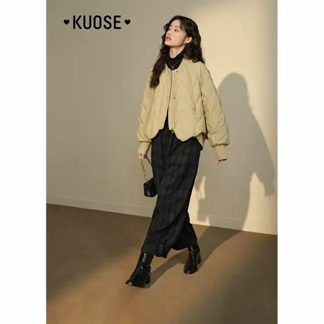 阔色黑灰色复古格子宽松阔腿休闲裤女2025春新款九分裤长裤子秋冬商品大图