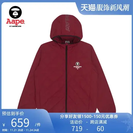 Aape旗舰店男装秋冬字母印花猿颜徽章绗缝连帽轻暖羽绒服7472XXH商品大图