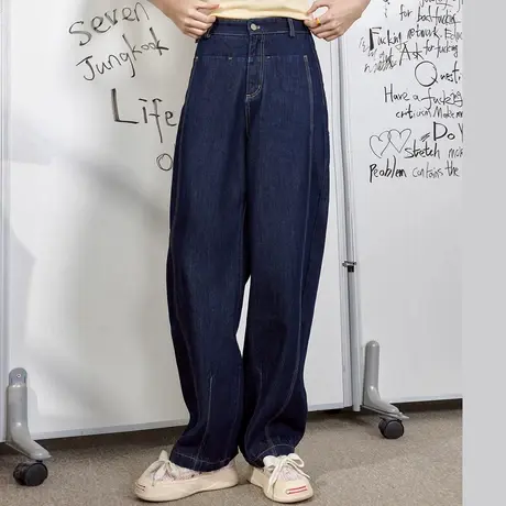 a02经典款休闲宽松阔腿香蕉裤2025春季高腰街头风镰刀女式牛仔裤商品大图