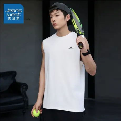 E8真维斯男装2025夏季新款 运动健身百搭舒适无袖合身圆领T恤商品大图