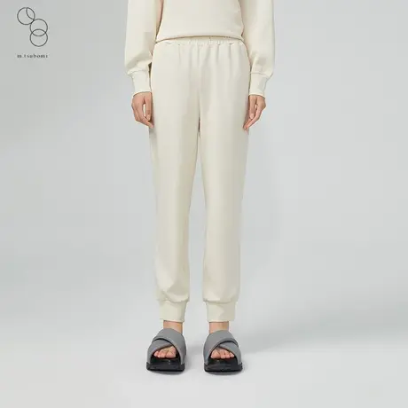 m.tsubomi/子苞米高腰灯笼裤棉23年春新款米色松紧束脚休闲长裤女商品大图