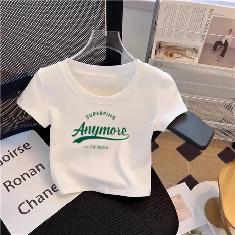 辣妹纯欲风白色短袖t恤女2025夏短款显瘦修身打底衫内搭小众上衣图片