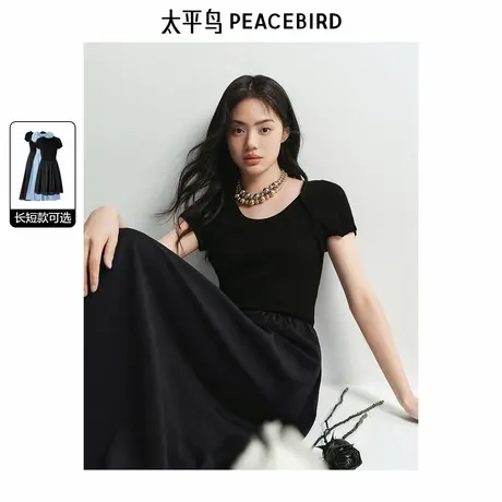 【来了就好】太平鸟拼接方领连衣裙商品大图