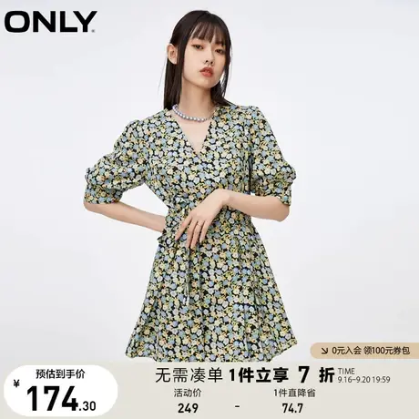 ONLY奥莱夏季碎花系带连衣裙女图片