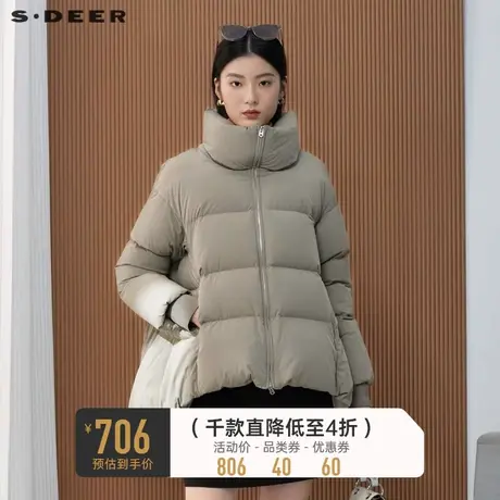 sdeer圣迪奥冬装女装时尚高领宽松茧型短款羽绒服S22483105🚷商品大图