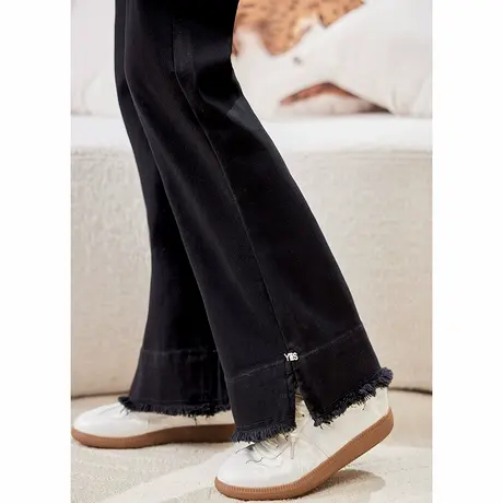 宝诗黎高腰宽松阔腿牛仔裤女2025春季休闲百搭棉质大码直筒长裤商品大图