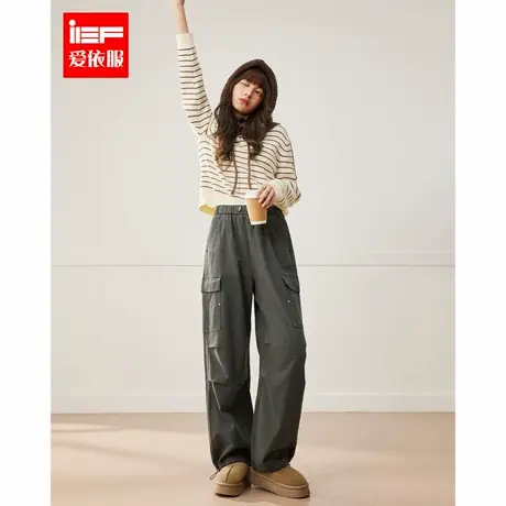 IEF/爱依服长裤2025春季新款韩版时尚休闲运动工装风百搭哈伦裤商品大图