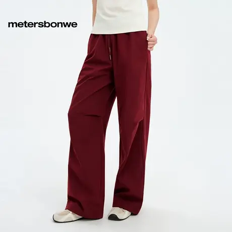 美特斯邦威伞兵裤女士2025秋季新款潮流户外抽绳工装宽松直筒长裤商品大图
