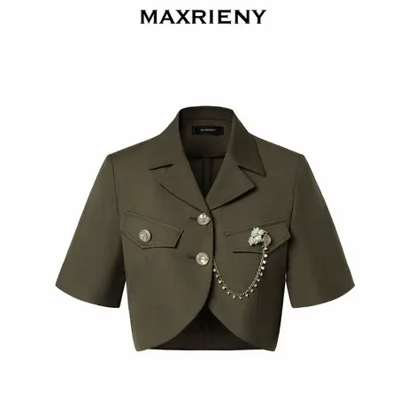 【奥莱】MAXRIENY复古军旅风截短外套秋季廓形外衣女商品大图