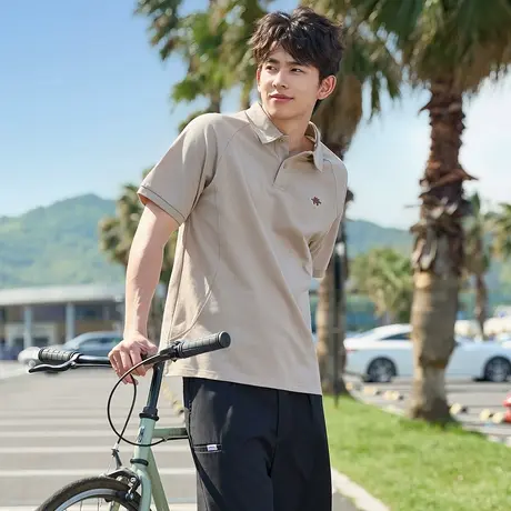 唐狮夏季新款男短袖Polo衫纯色宽松翻领上衣学生运动T恤潮流图片