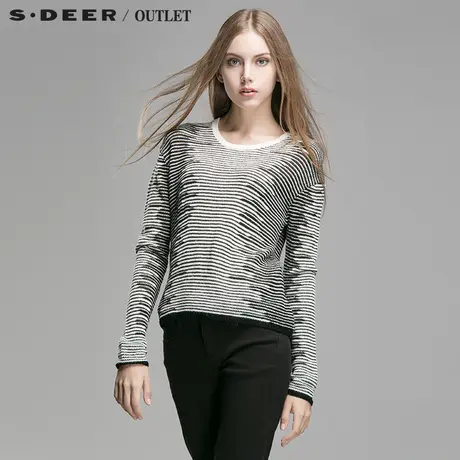 【新品】sdeer圣迪奥专柜正品女装秋装黑白撞色针织衫S14383505图片